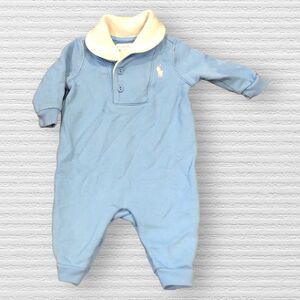 Ralph Lauren Blue and Cream Baby Romper